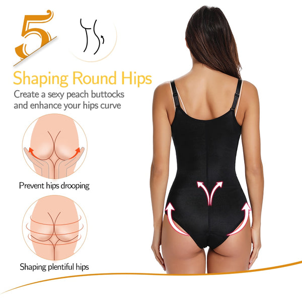 Women Shapewear Bodysuit Tummy Control Full Body Shaper Slimming Underwear Latex Sweat Fat Burner Waist Trainer Bodybriefer | Vimost Shop.