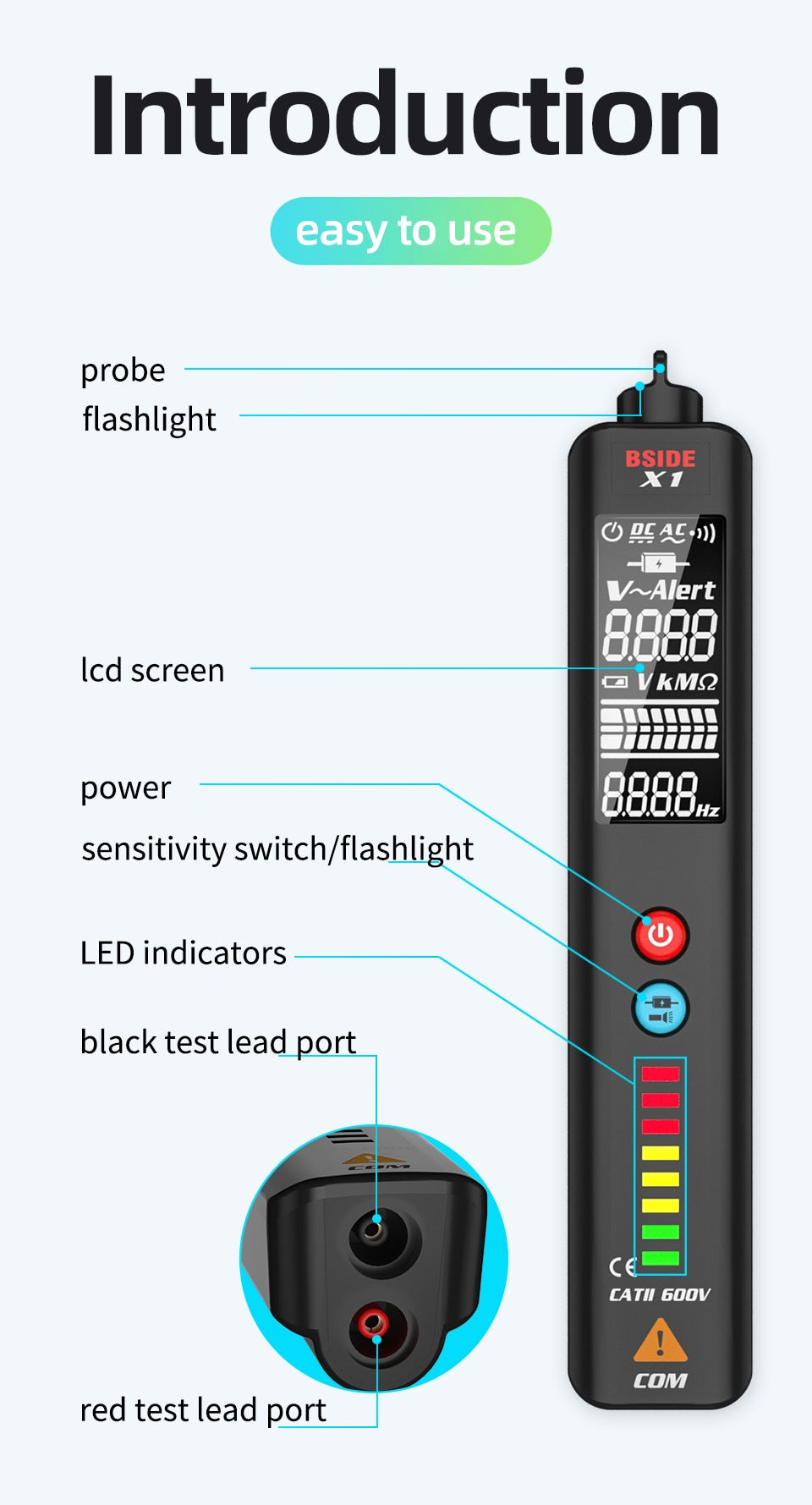 X1/X2 Voltage Detector Tester Smart Multimeter Non-contact Infrared Thermometer EBTN Display Live wire Test pencil Meter | Vimost Shop.