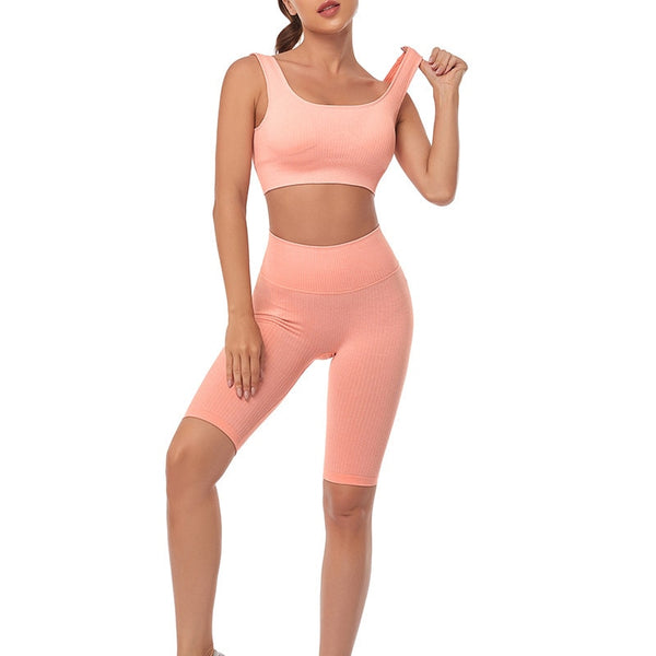 Yoga Set Seamless Women's Sportswear Workout Clothes Athletic Wear Gym Legging Fitness Bra Crop Top Long Sleeve Sports Suits