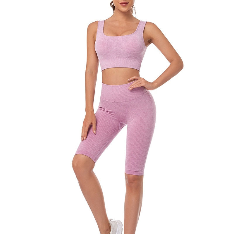 Yoga Set Seamless Women's Sportswear Workout Clothes Athletic Wear Gym Legging Fitness Bra Crop Top Long Sleeve Sports Suits