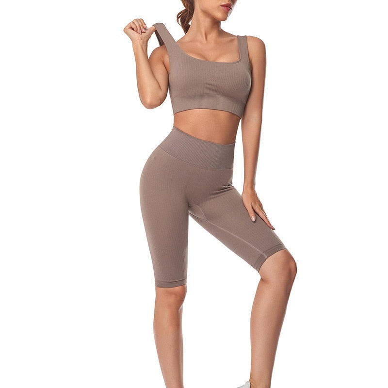 Yoga Set Seamless Women's Sportswear Workout Clothes Athletic Wear Gym Legging Fitness Bra Crop Top Long Sleeve Sports Suits