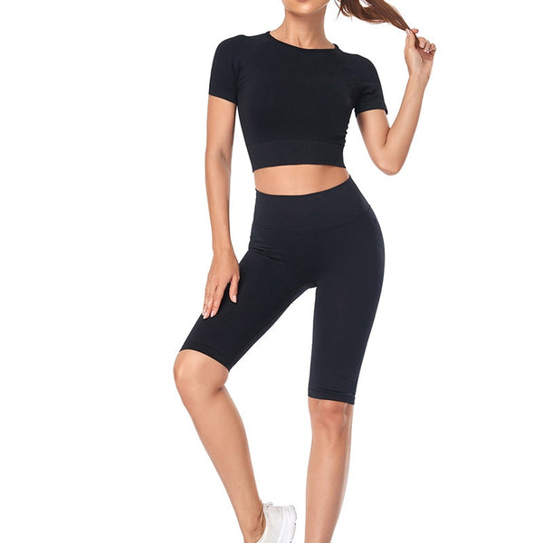 Yoga Set Seamless Women's Sportswear Workout Clothes Athletic Wear Gym Legging Fitness Bra Crop Top Long Sleeve Sports Suits