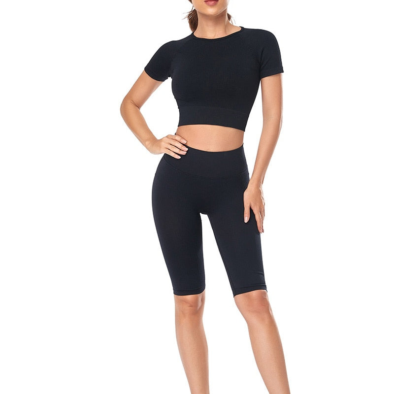 Yoga Set Seamless Women's Sportswear Workout Clothes Athletic Wear Gym Legging Fitness Bra Crop Top Long Sleeve Sports Suits