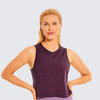 Women's Pima Cotton Workout Crop Top Open Back Activewear Exercise Yoga Tank Shirts
