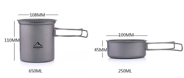 Titanium Cooking Pot Set Tableware for Camping Outdoor Cookware Supplies Bowler Hiking Travel Tourism Tourist Dishes