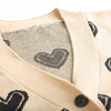 Love Heart Pattern Warm Sweater Jackets Spring Autumn Women Elegant Knitting Vintage V Neck Loose Thick Cardigan Coat