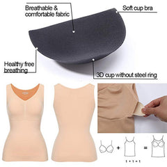 Tank Tops for Women with Built in Bra Shelf Bra Casual Wide Strap Basic Camisole Sleeveless Top Shaper with Removable Bra | Vimost Shop.