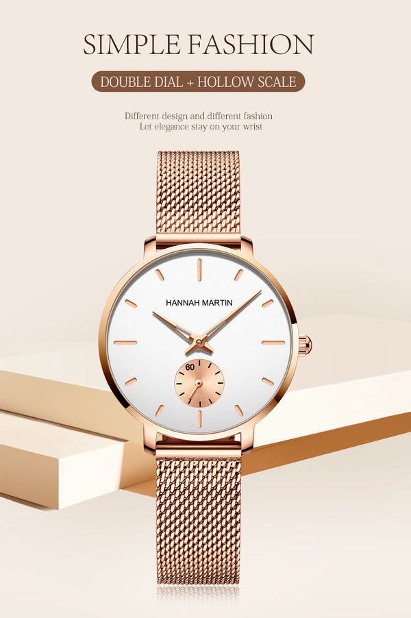 Japan Small Seconds Dial Quartz Movement Fashion Watch Waterproof Simple Women Gold Mesh Belt Top Brand Ladies Watches