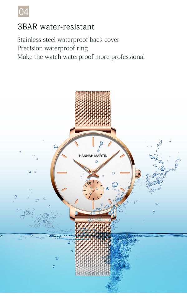 Japan Small Seconds Dial Quartz Movement Fashion Watch Waterproof Simple Women Gold Mesh Belt Top Brand Ladies Watches