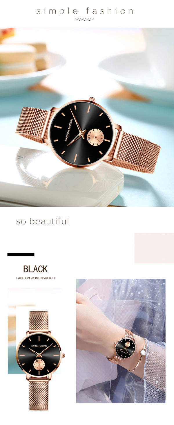 Japan Small Seconds Dial Quartz Movement Fashion Watch Waterproof Simple Women Gold Mesh Belt Top Brand Ladies Watches