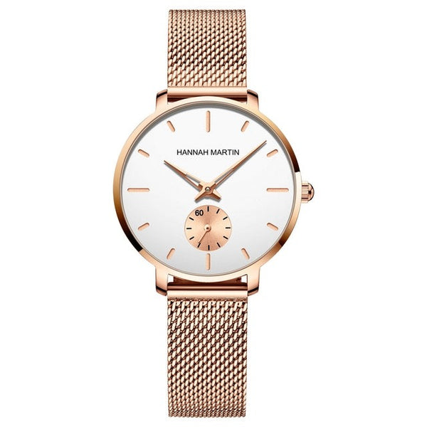 Japan Small Seconds Dial Quartz Movement Fashion Watch Waterproof Simple Women Gold Mesh Belt Top Brand Ladies Watches