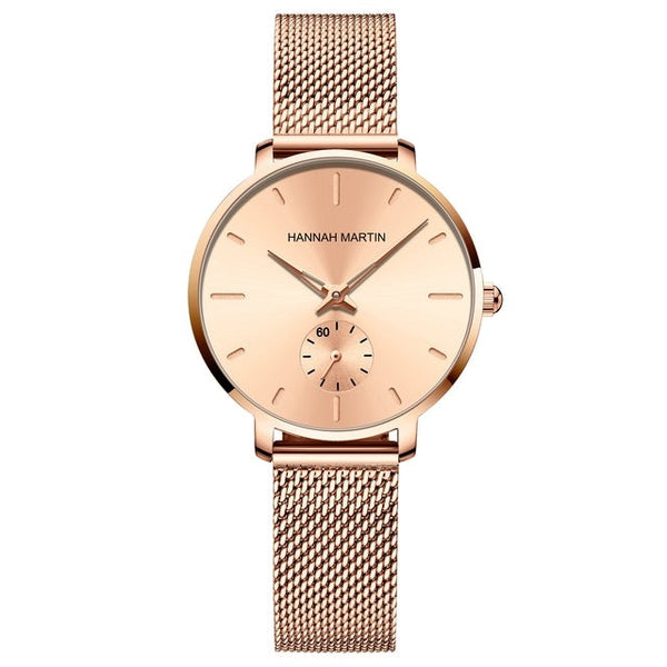 Japan Small Seconds Dial Quartz Movement Fashion Watch Waterproof Simple Women Gold Mesh Belt Top Brand Ladies Watches