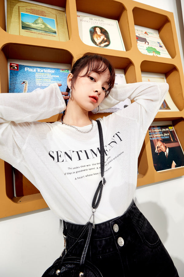 Harajuku Letter Print Casual T-Shirts Women,Summer ELF Vintage Full Sleeve Female Basic Daily Knitwear Tops