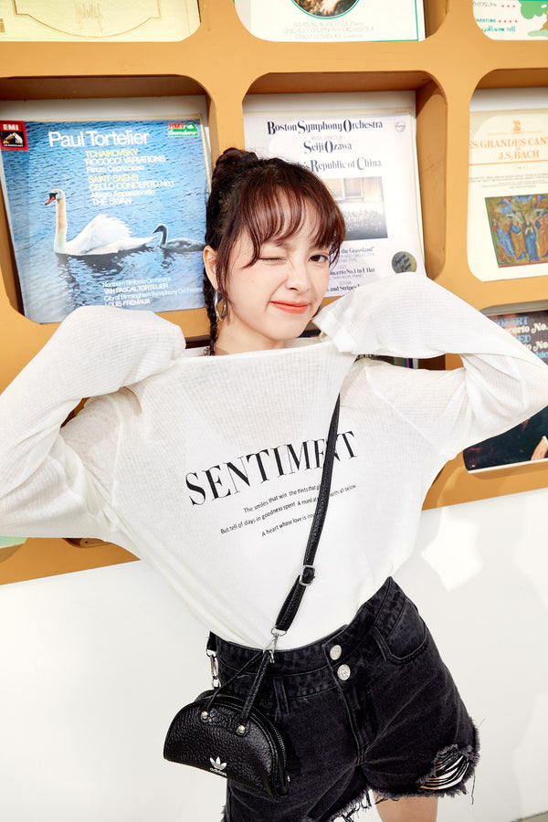 Harajuku Letter Print Casual T-Shirts Women,Summer ELF Vintage Full Sleeve Female Basic Daily Knitwear Tops