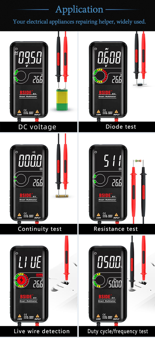 S10/11 Digital Multimeter 9999counts Smart DC AC Voltage Capacitor Ohm Diode NCV Hz Tester DMM with rechargeable battery | Vimost Shop.