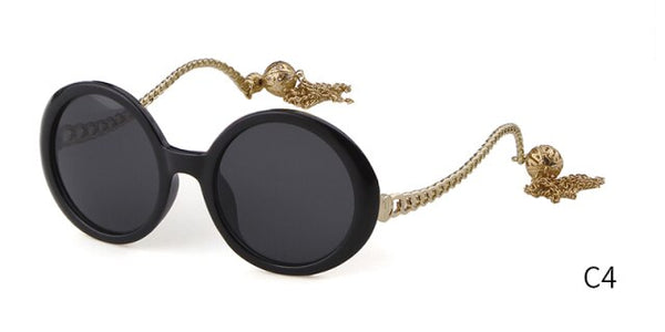 Vintage fashion round Sunglasses Women brand designer Candy Color Frame Fringed decorative pendant Sun Glasses | Vimost Shop.