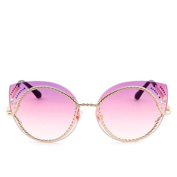 Sunglasses Brand Cat Eye Womens Sunglasses Diamond Gradient Female Sun Glasses Alloy Legs Rimless Woman lunette de soleil | Vimost Shop.