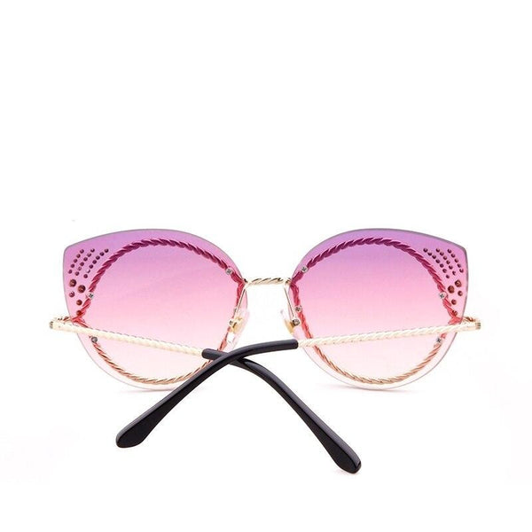 Sunglasses Brand Cat Eye Womens Sunglasses Diamond Gradient Female Sun Glasses Alloy Legs Rimless Woman lunette de soleil | Vimost Shop.