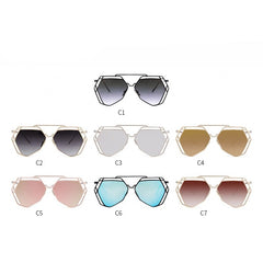 Irregular Polygon Sunglasses Women Man Brand Designer Metal Frame Hollow Out Pilot Sun Glasses Mirror UV400 Female | Vimost Shop.