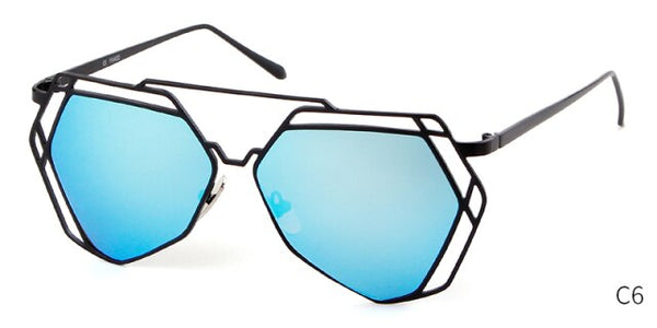 Irregular Polygon Sunglasses Women Man Brand Designer Metal Frame Hollow Out Pilot Sun Glasses Mirror UV400 Female | Vimost Shop.