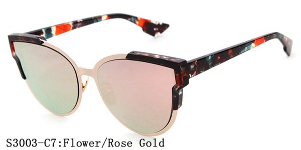 Fashion Brand Designer Women Cat Eye Sunglasses Oversize Female Cateye Mirror Sun Glasses Reflective Black Frame Shade | Vimost Shop.