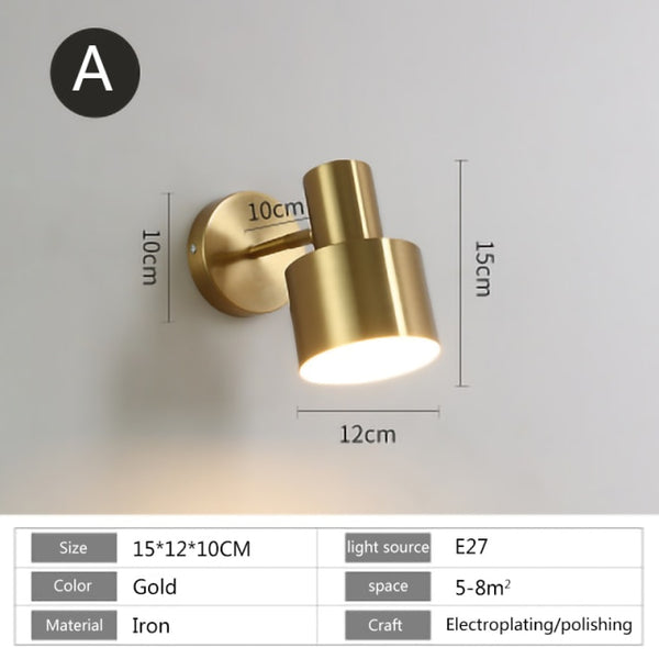 Nordic modern wall lamp E27 LED 110V 220V sconce light gold black indoor home kitchen bedroom living room decoration illumine