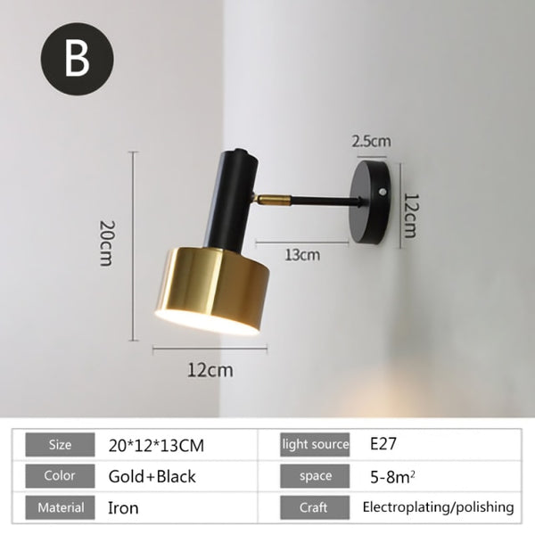 Nordic modern wall lamp E27 LED 110V 220V sconce light gold black indoor home kitchen bedroom living room decoration illumine