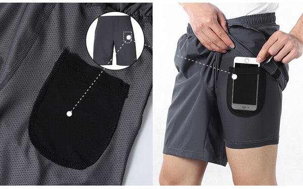 Men 7 Inch Running Shorts 2 in 1 Quick Dry Active Training Exercise Jogging Sports Shorts Gym Shorts With Pocket