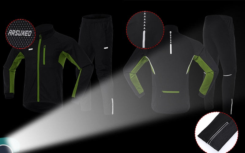 Men Winter Thermal Cycling Jacket Set Windproof Waterproof Warm Bike Jacket MTB Pant Bicycle Suit Cycling Clothing