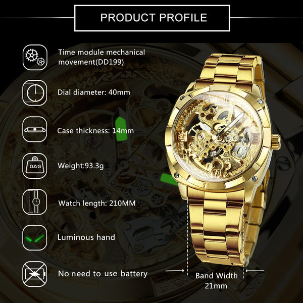 Transparent Skeleton Watch for Men Mechanical Automatic Mens Watches Top Brand Luxury Design Fashion Royal
