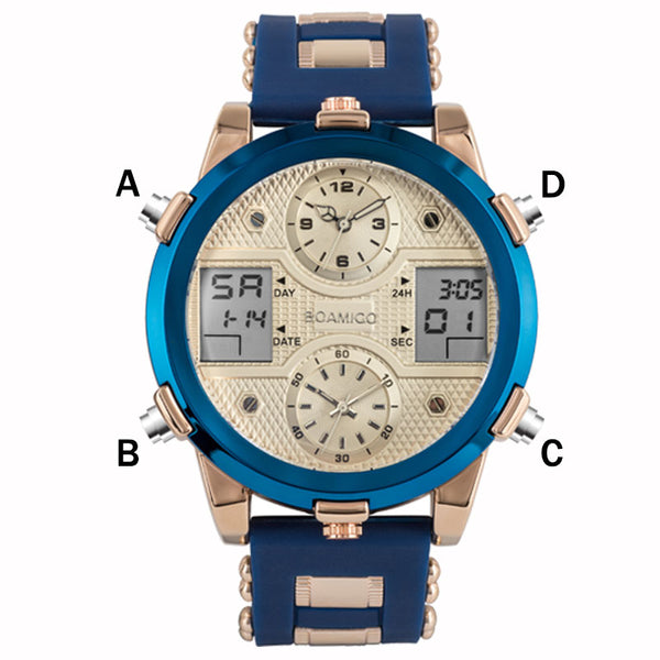 Mens Watches Top Luxury Brand Men Sports Watches Men's Quartz LED Digital 3 Clock man Male Wrist Watch relogio masculino