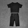 Seamless Yoga Set Women 2pcs Crop Top T-shirt High Waist Shorts Gym Clothes Sport Suit Workout Outfit Sport Wear