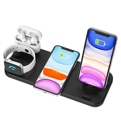 6 In 1 Wireless Charger Pad Qi Induction Fast Charging Holder for Apple Watch 6 5 4 3 For Airpods Pro IPhone 12Pro/11/XR/XS/X/8