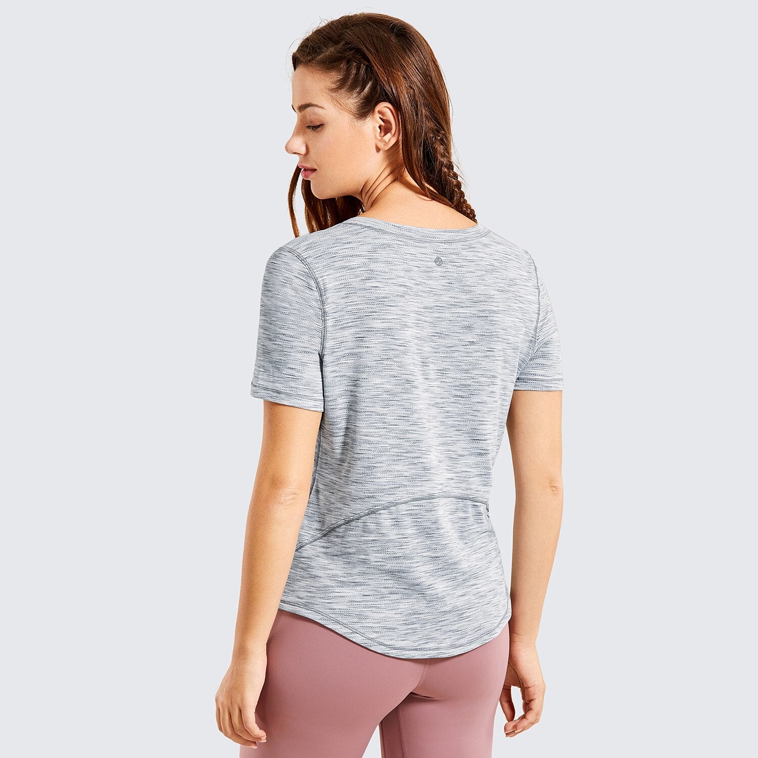 Women's Lightweight Heather Loose Fit Short Sleeve Sport Shirt Workout Top