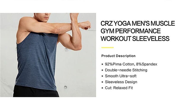 Men's Lightweight Pima Cotton Workout Tank Tops Moisture-wicking Sleeveless Shirts Muscle Tank