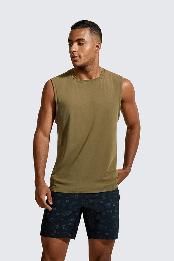 Men's Lightweight Pima Cotton Workout Tank Tops Moisture-wicking Sleeveless Shirts Muscle Tank