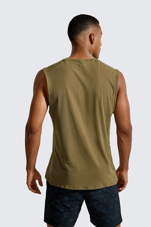 Men's Lightweight Pima Cotton Workout Tank Tops Moisture-wicking Sleeveless Shirts Muscle Tank