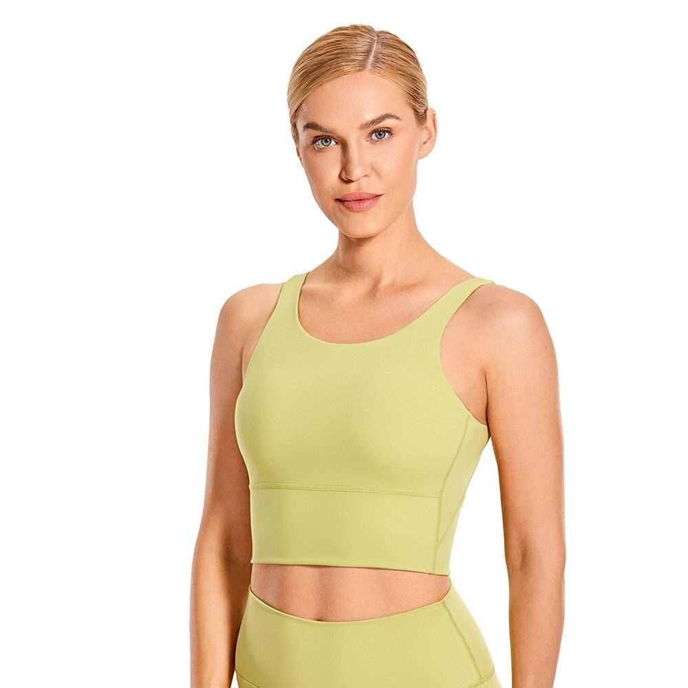 Women's High Neck Longline Sports Bra V-back Wirefree Workout Sexy Yoga Bras Crop Tank Tops