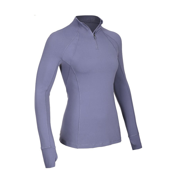 Women's Running Athletic Workout Yoga Shirts Long Sleeves Quarter-Zip Pullover Tops