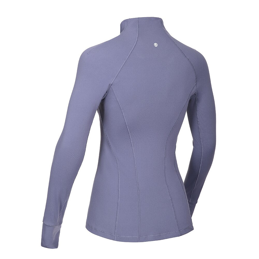 Women's Running Athletic Workout Yoga Shirts Long Sleeves Quarter-Zip Pullover Tops
