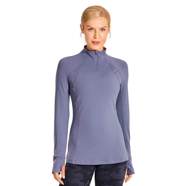 Women's Running Athletic Workout Yoga Shirts Long Sleeves Quarter-Zip Pullover Tops