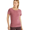 Women's Pima Cotton Short Sleeve Workout Shirt Slim-Fit Yoga T-shirt with Side Shirring
