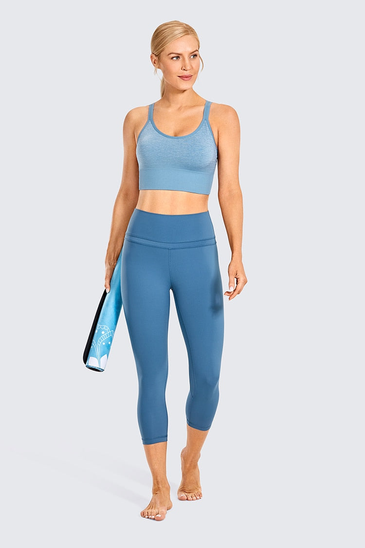 Women's Wirefree Padded Yoga Bras Strappy Sexy Longline Sports Bra Crop Tops