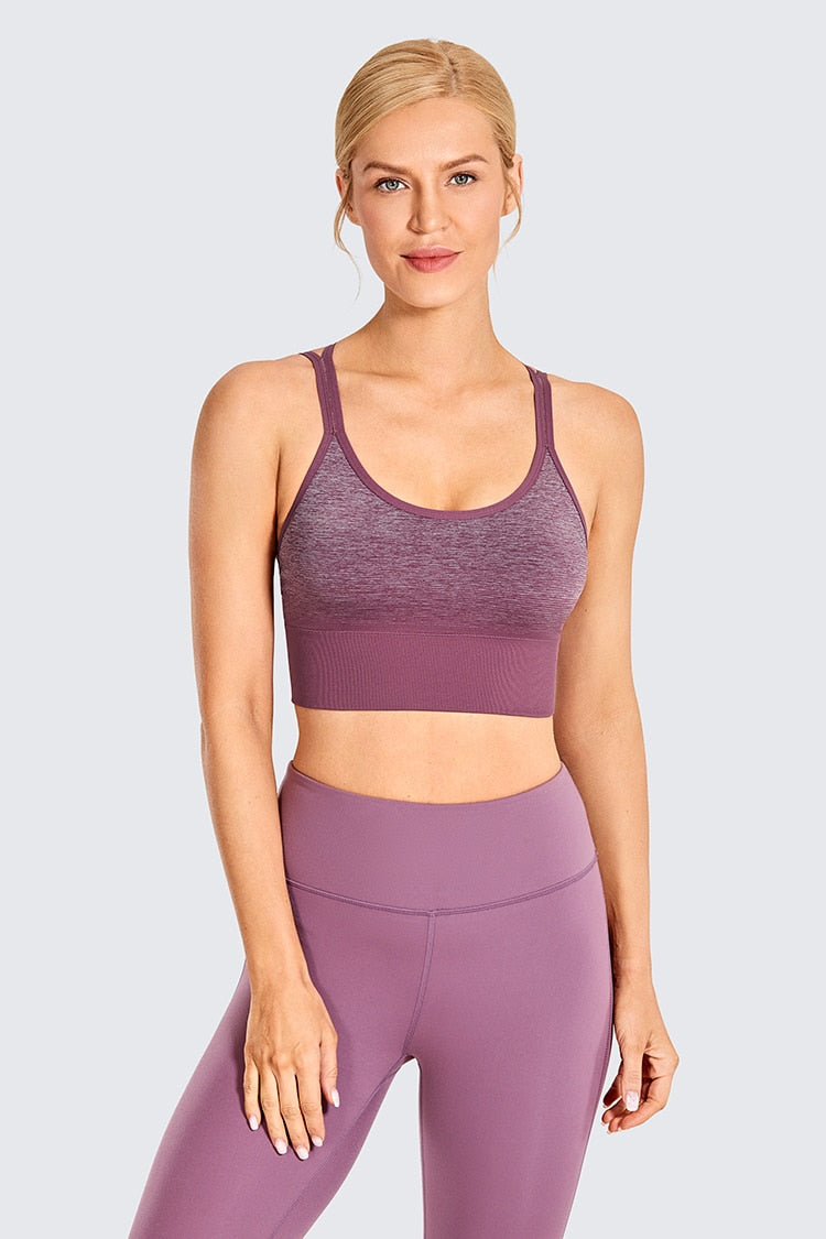 Women's Wirefree Padded Yoga Bras Strappy Sexy Longline Sports Bra Crop Tops