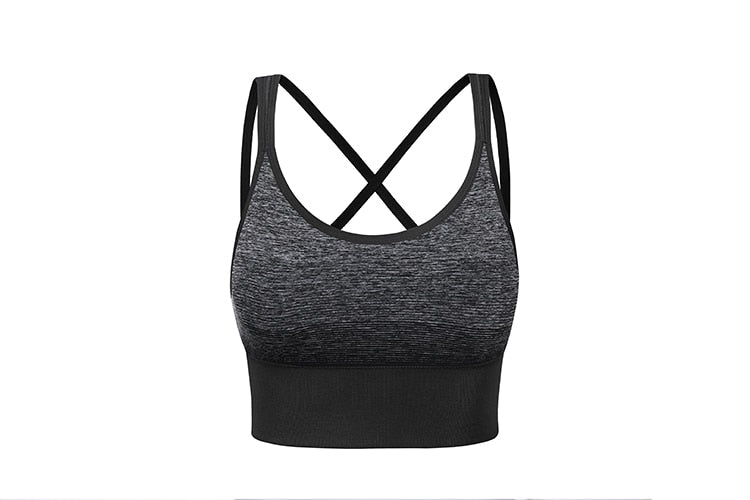 Women's Wirefree Padded Yoga Bras Strappy Sexy Longline Sports Bra Crop Tops