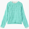 Solid Pure Contrast Lace Women Casual Knit Pullover Sweater,Summer Vintage Full Sleeve,Casual Girly Daily Sweet Top