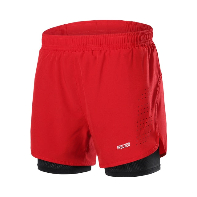 Men Running Shorts Outdoor Sports Training Exercise Jogging Gym Fitness 2 in 1 Shorts with Longer Liner Quick dry