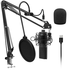 USB PC Condenser Microphone with Adjustable desktop mic arm shock mount for  Studio Recording Vocals  Voice, YouTube