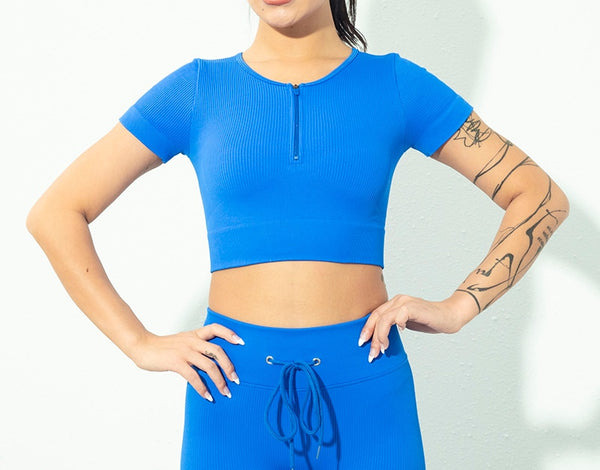 Seamless Yoga Shirts Zipper Short Sleeve Workout Tops Women Fitness Crop Top Workout Tops Gym Clothes Sportswear Running T-shirt
