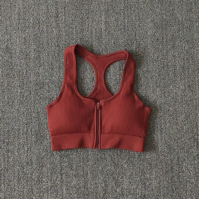 Sports Bra Crop Top Zipper Fitness Women Sportswear Sport Top Bras For Fitness Gym Female Running Push Up Yoga Workout Bra